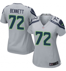 Women's Nike Seattle Seahawks #72 Michael Bennett Game Grey Alternate NFL Jersey