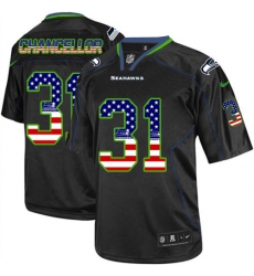 Men's Nike Seattle Seahawks #31 Kam Chancellor Elite Black USA Flag Fashion NFL Jersey