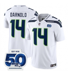 Men's Seattle Seahawks #14 Sam Darnold White 2025 F.U.S.E. 50th Anniversary Vapor Limited Football Stitched Jersey