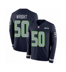 Men's Nike Seattle Seahawks #50 K.J. Wright Limited Navy Blue Therma Long Sleeve NFL Jersey