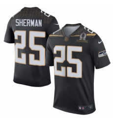 Men's Nike Seattle Seahawks #25 Richard Sherman Elite Black Team Irvin 2016 Pro Bowl NFL Jersey