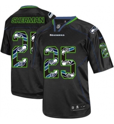 Youth Nike Seattle Seahawks #25 Richard Sherman Elite New Lights Out Black NFL Jersey