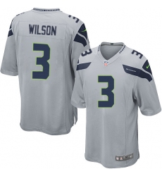 Men's Nike Seattle Seahawks #3 Russell Wilson Game Grey Alternate NFL Jersey