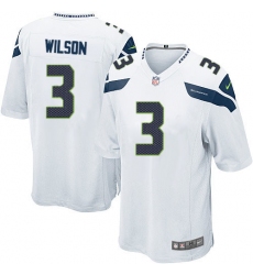 Men's Nike Seattle Seahawks #3 Russell Wilson Game White NFL Jersey