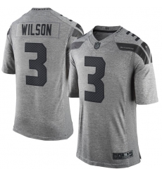 Men's Nike Seattle Seahawks #3 Russell Wilson Limited Gray Gridiron NFL Jersey