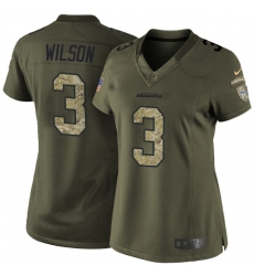 Women's Nike Seattle Seahawks #3 Russell Wilson Elite Green Salute to Service NFL Jersey