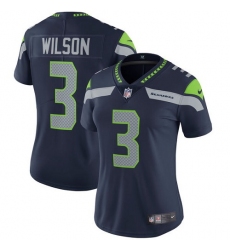 Women's Nike Seattle Seahawks #3 Russell Wilson Elite Steel Blue Team Color NFL Jersey