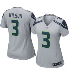 Women's Nike Seattle Seahawks #3 Russell Wilson Game Grey Alternate NFL Jersey
