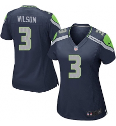 Women's Nike Seattle Seahawks #3 Russell Wilson Game Steel Blue Team Color NFL Jersey