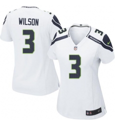 Women's Nike Seattle Seahawks #3 Russell Wilson Game White NFL Jersey