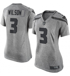 Women's Nike Seattle Seahawks #3 Russell Wilson Limited Gray Gridiron NFL Jersey