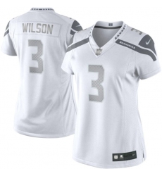 Women's Nike Seattle Seahawks #3 Russell Wilson Limited White Platinum NFL Jersey