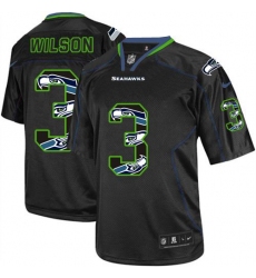 Youth Nike Seattle Seahawks #3 Russell Wilson Elite New Lights Out Black NFL Jersey