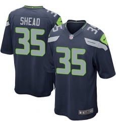 Men's Nike Seattle Seahawks #35 DeShawn Shead Game Steel Blue Team Color NFL Jersey