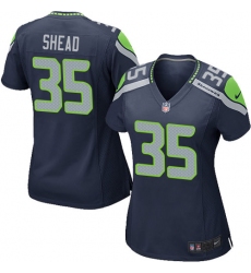 Women's Nike Seattle Seahawks #35 DeShawn Shead Game Steel Blue Team Color NFL Jersey