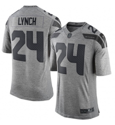 Men's Nike Seattle Seahawks #24 Marshawn Lynch Limited Gray Gridiron NFL Jersey