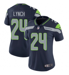 Women's Nike Seattle Seahawks #24 Marshawn Lynch Elite Steel Blue Team Color NFL Jersey