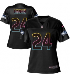 Women's Nike Seattle Seahawks #24 Marshawn Lynch Game Black Team Color NFL Jersey