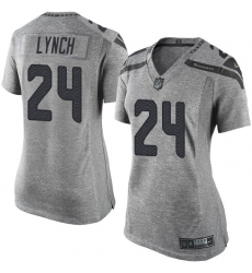 Women's Nike Seattle Seahawks #24 Marshawn Lynch Limited Gray Gridiron NFL Jersey
