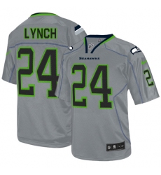 Youth Nike Seattle Seahawks #24 Marshawn Lynch Elite Lights Out Grey NFL Jersey