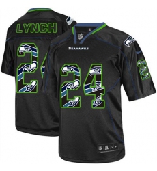 Youth Nike Seattle Seahawks #24 Marshawn Lynch Elite New Lights Out Black NFL Jersey