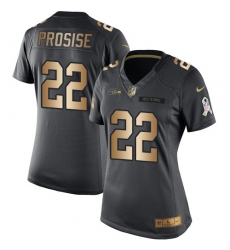 Women's Nike Seattle Seahawks #22 C. J. Prosise Limited Black/Gold Salute to Service NFL Jersey