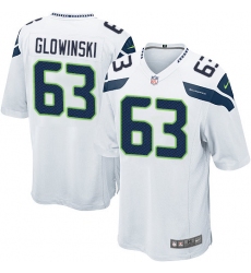 Men's Nike Seattle Seahawks #63 Mark Glowinski Game White NFL Jersey