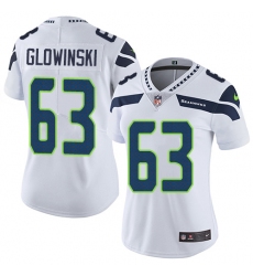 Women's Nike Seattle Seahawks #63 Mark Glowinski Elite White NFL Jersey