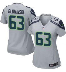 Women's Nike Seattle Seahawks #63 Mark Glowinski Game Grey Alternate NFL Jersey