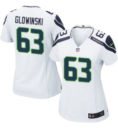 Women's Nike Seattle Seahawks #63 Mark Glowinski Game White NFL Jersey
