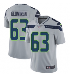 Youth Nike Seattle Seahawks #63 Mark Glowinski Elite Grey Alternate NFL Jersey