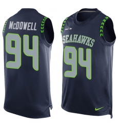 Men's Nike Seattle Seahawks #94 Malik McDowell Limited Steel Blue Player Name & Number Tank Top NFL Jersey