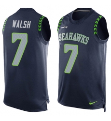 Men's Nike Seattle Seahawks #7 Blair Walsh Limited Steel Blue Player Name & Number Tank Top NFL Jersey