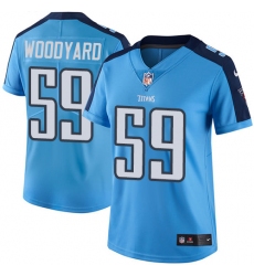 Women's Nike Tennessee Titans #59 Wesley Woodyard Elite Light Blue Team Color NFL Jersey