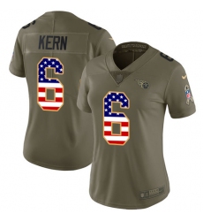 Women's Nike Tennessee Titans #6 Brett Kern Limited Olive/USA Flag 2017 Salute to Service NFL Jersey