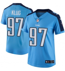 Women's Nike Tennessee Titans #97 Karl Klug Elite Light Blue Team Color NFL Jersey