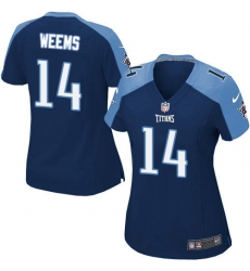Women's Nike Tennessee Titans #14 Eric Weems Game Navy Blue Alternate NFL Jersey