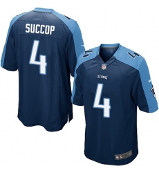 Men's Nike Tennessee Titans #4 Ryan Succop Game Navy Blue Alternate NFL Jersey