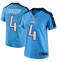 Women's Nike Tennessee Titans #4 Ryan Succop Elite Light Blue Team Color NFL Jersey
