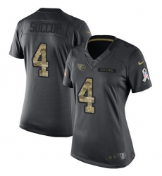 Women's Nike Tennessee Titans #4 Ryan Succop Limited Black 2016 Salute to Service NFL Jersey