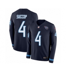 Youth Nike Tennessee Titans #4 Ryan Succop Limited Navy Blue Therma Long Sleeve NFL Jersey
