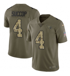 Youth Nike Tennessee Titans #4 Ryan Succop Limited Olive/Camo 2017 Salute to Service NFL Jersey