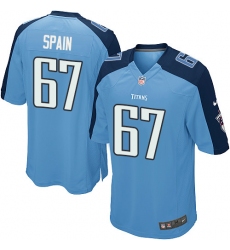 Men's Nike Tennessee Titans #67 Quinton Spain Game Light Blue Team Color NFL Jersey