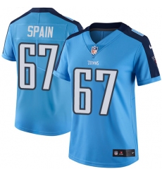 Women's Nike Tennessee Titans #67 Quinton Spain Elite Light Blue Team Color NFL Jersey