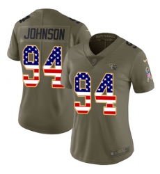 Women's Nike Tennessee Titans #94 Austin Johnson Limited Olive/USA Flag 2017 Salute to Service NFL Jersey