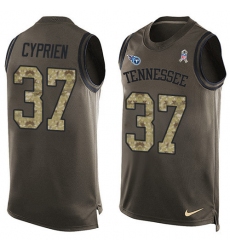 Men's Nike Tennessee Titans #37 Johnathan Cyprien Limited Green Salute to Service Tank Top NFL Jersey