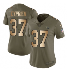 Women's Nike Tennessee Titans #37 Johnathan Cyprien Limited Olive/Gold 2017 Salute to Service NFL Jersey