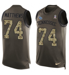 Men's Nike Tennessee Titans #74 Bruce Matthews Limited Green Salute to Service Tank Top NFL Jersey