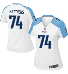 Women's Nike Tennessee Titans #74 Bruce Matthews Game White NFL Jersey