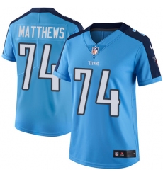 Women's Nike Tennessee Titans #74 Bruce Matthews Light Blue Team Color Vapor Untouchable Limited Player NFL Jersey